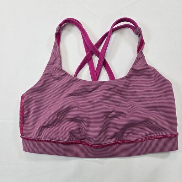 Lululemon Women's Pink Strappy Cut Out Back Sport bra Size 4 - Picture 1 of 7